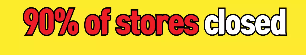 Banner de anúncio de loja amarelo em negrito