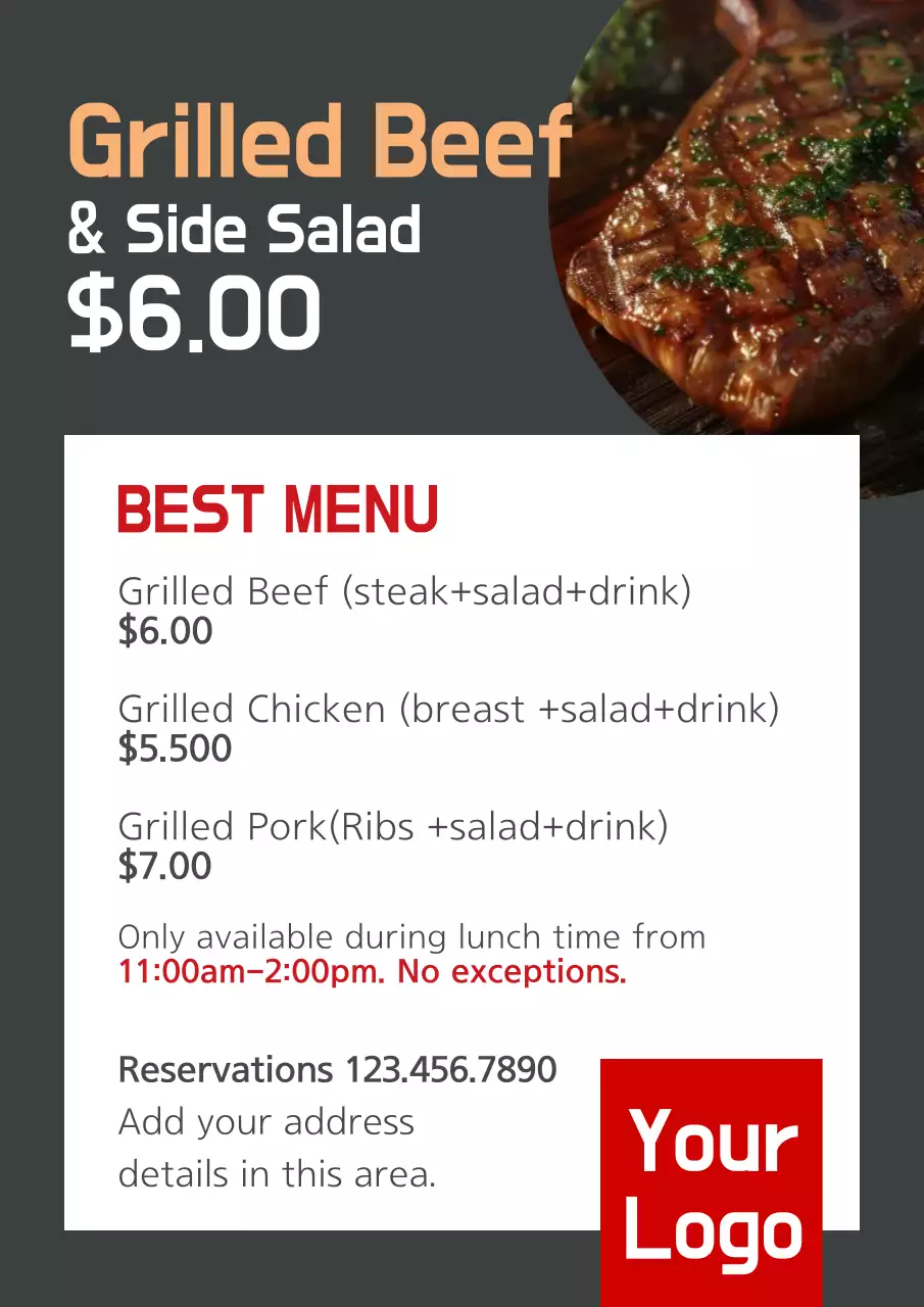 Orange Simple Lunch Menu Promotion Poster