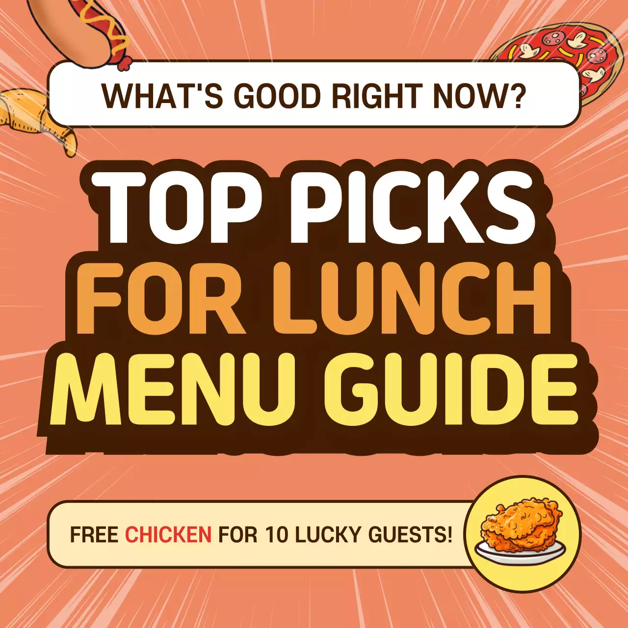 An orange, kitschy lunch event post