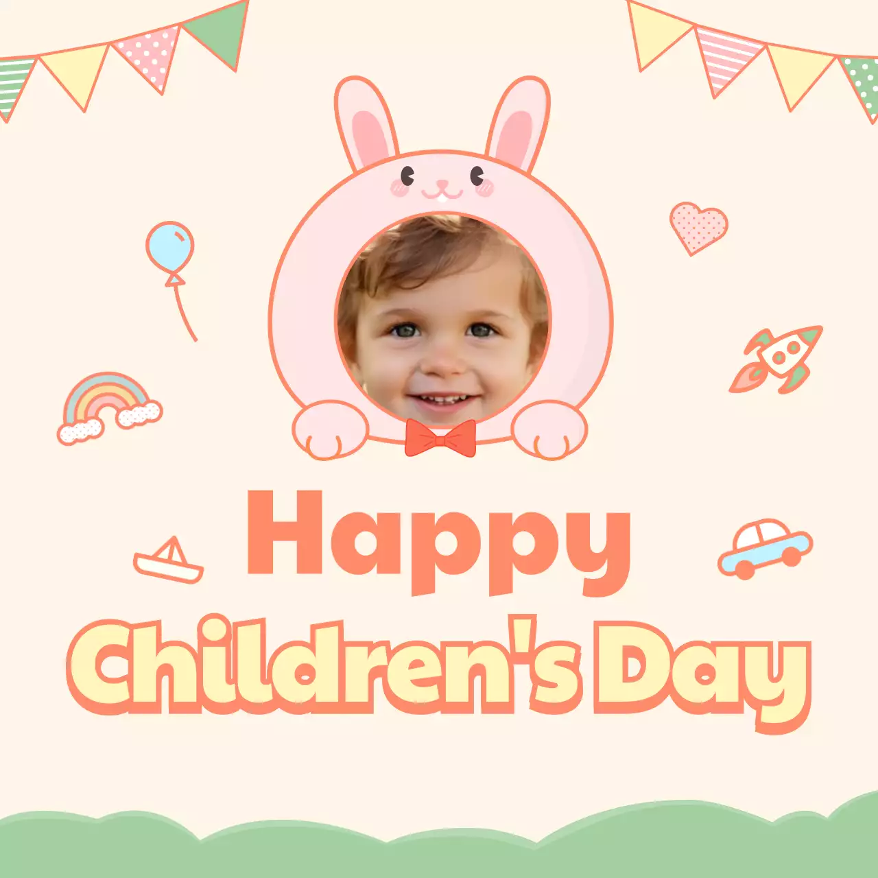 Beige Cute Children's Event Invitation Social Media Post