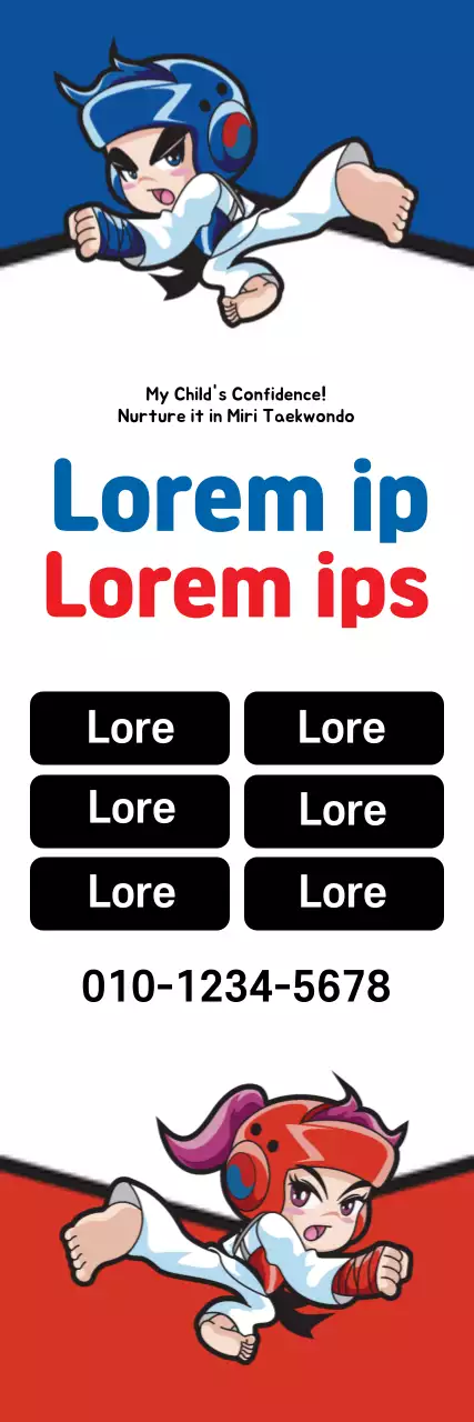 Banner promocional de Taekwondo de animação vermelha