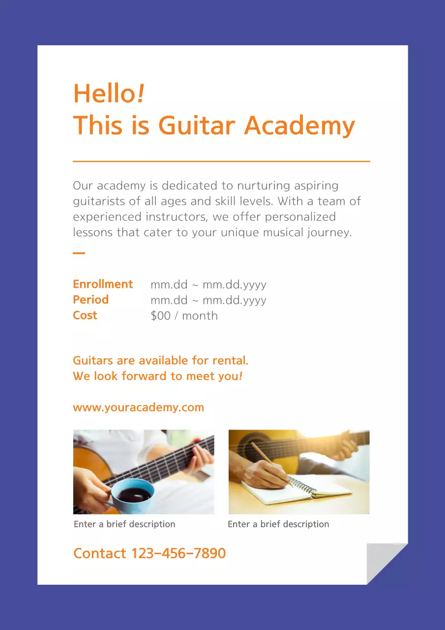 Blue Simple Guitar Advertisement Poster