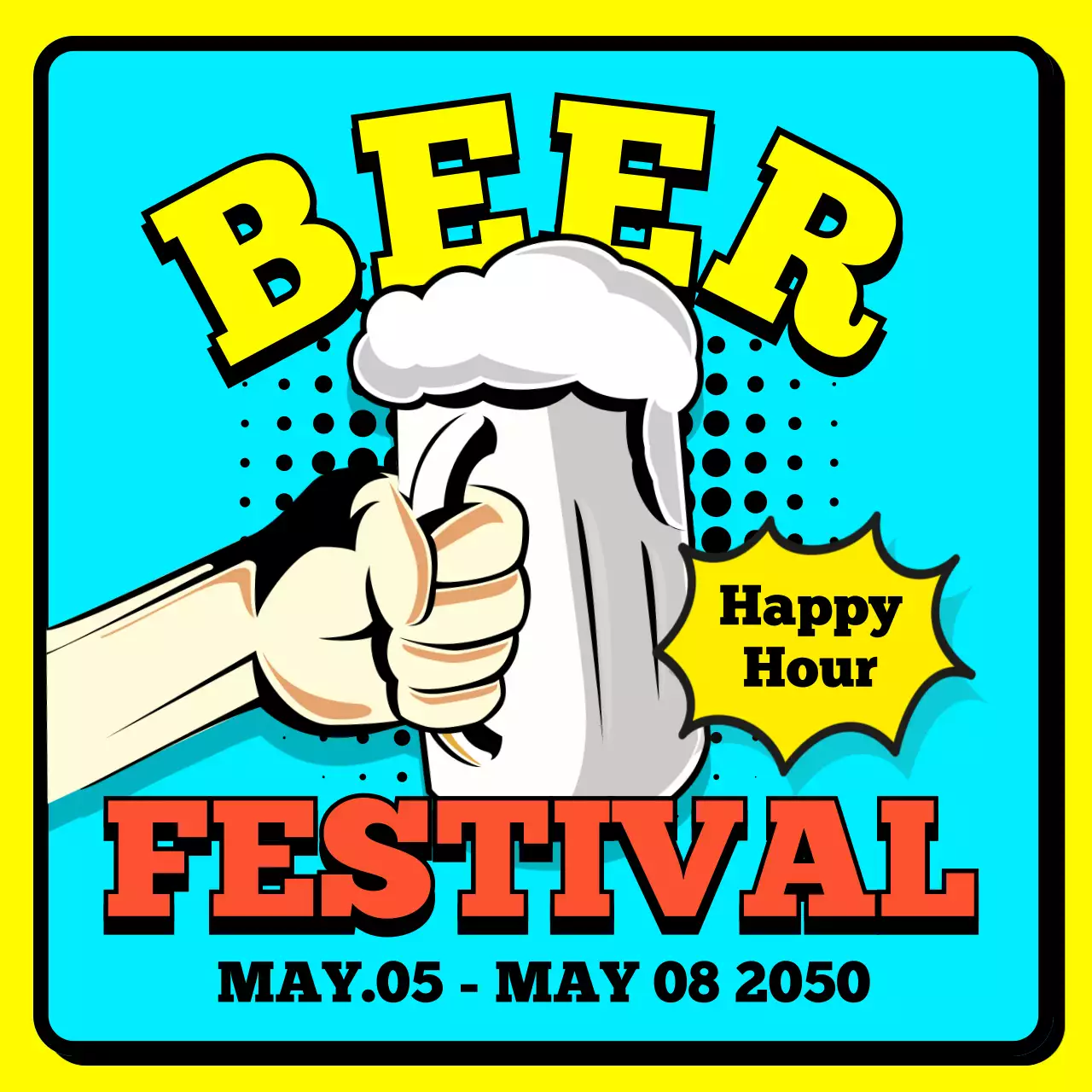 Yellow Retro Beer Event Social Media Post