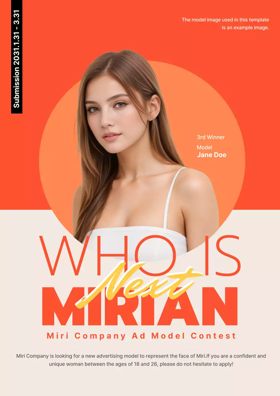 Orange Modern Model Contest Advertisement Poster