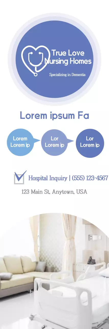 Banner de anúncio de enfermagem profissional azul