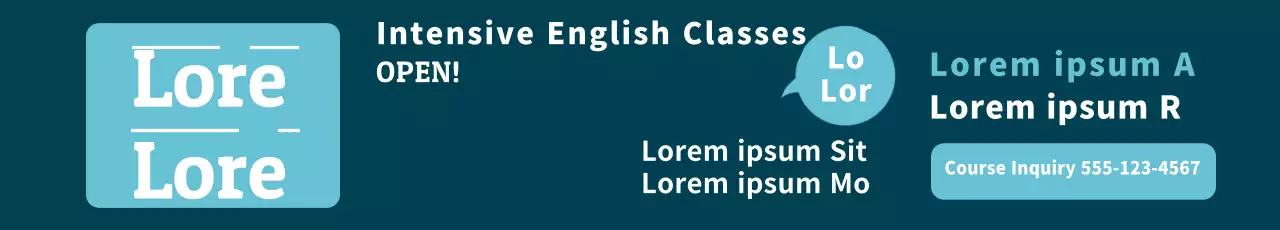 Banner de promoção do curso de inglês moderno Teal
