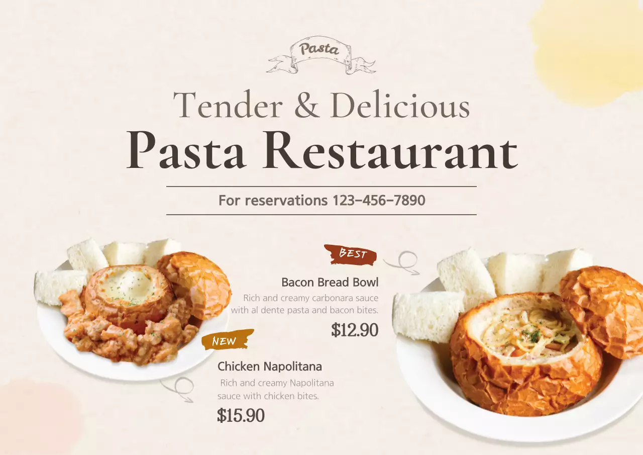 Beige Vintage Pasta Promotion Poster