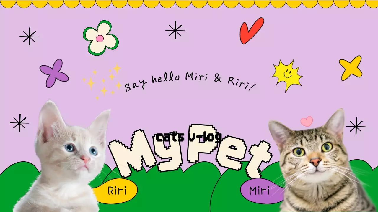 분홍색과 초록색의 귀여운 펫 애완동물 브이로그 썸네일