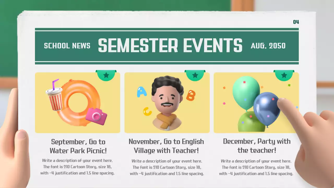 Green Minimal School Newsletter Announcement Presentation