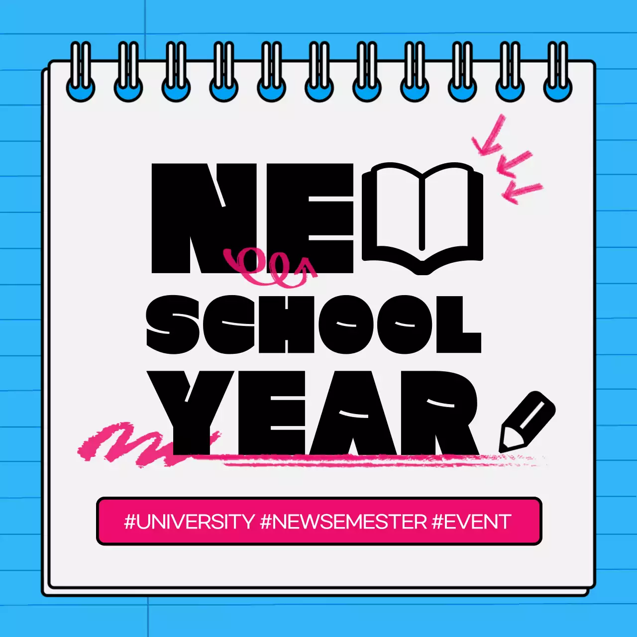 Back to school events in blue and pink
