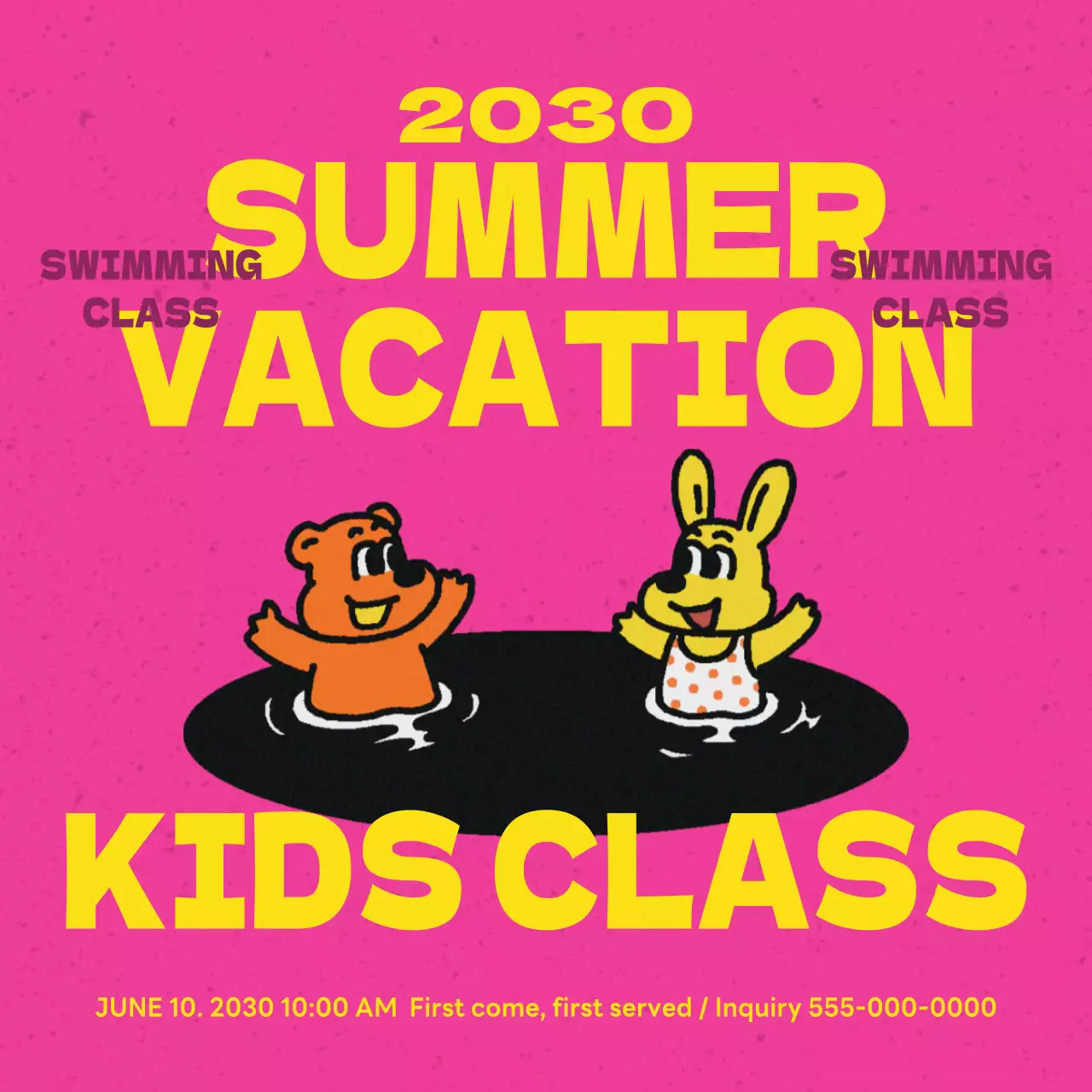 Pink Retro Kids Class Invitation Social Media Post