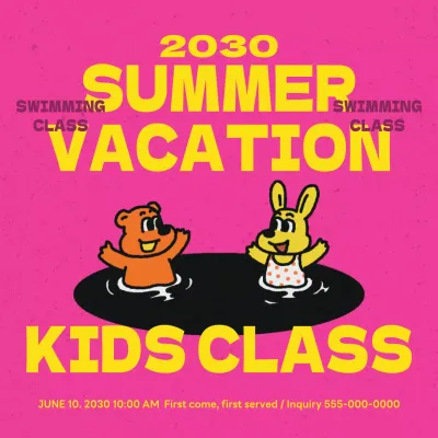 Pink Retro Kids Class Invitation Social Media Post