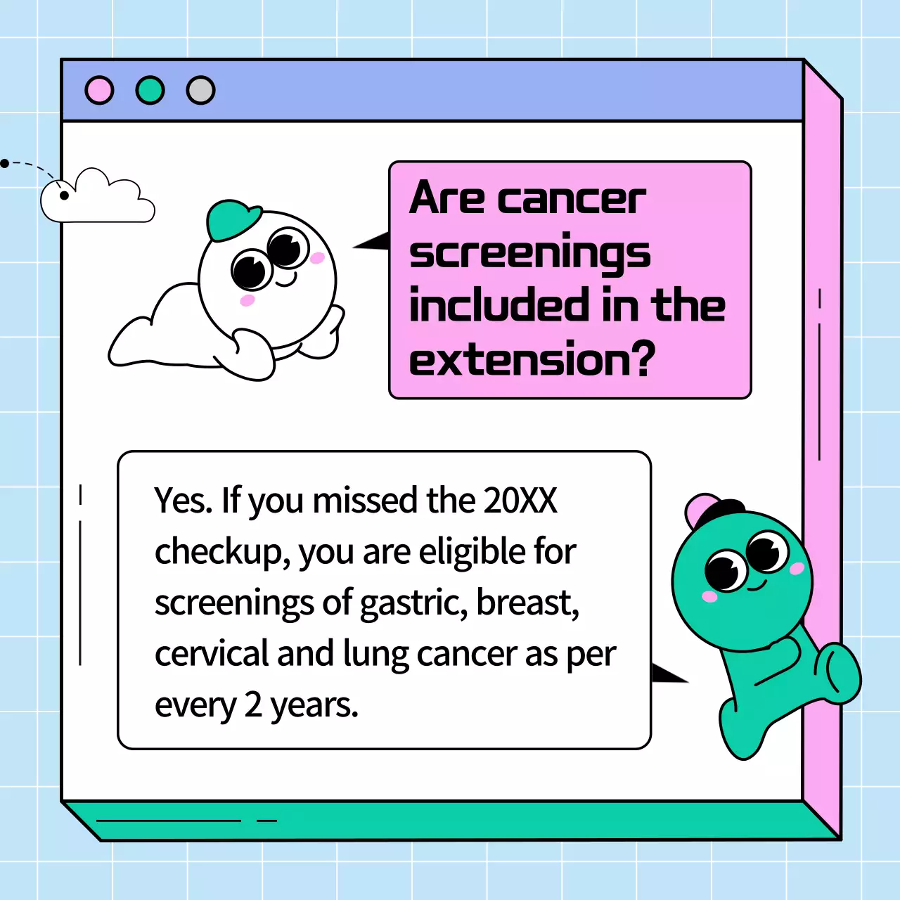 Pink and green web page health checkup extension notice