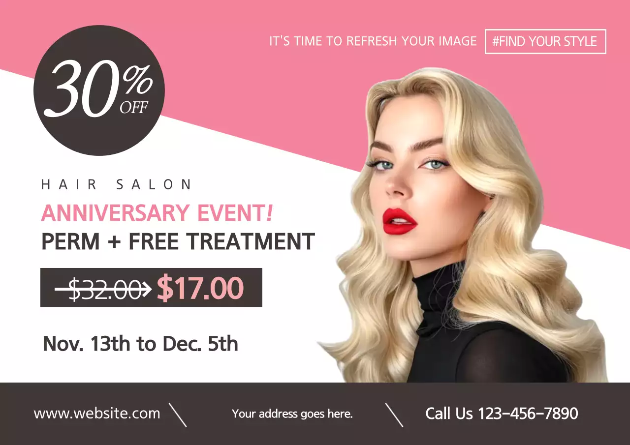 Pink Trendy Hair Promotion Poster