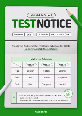 Green Simple School Notice Poster