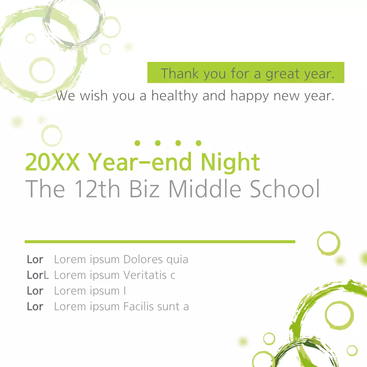 Banner de convite para evento de fim de ano moderno verde