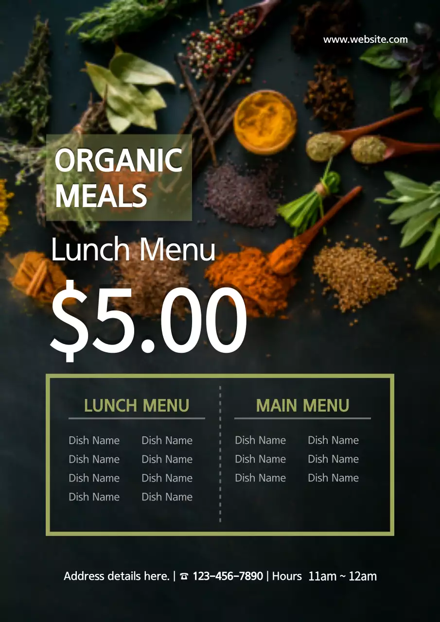 Green Organic Lunch Menu Poster
