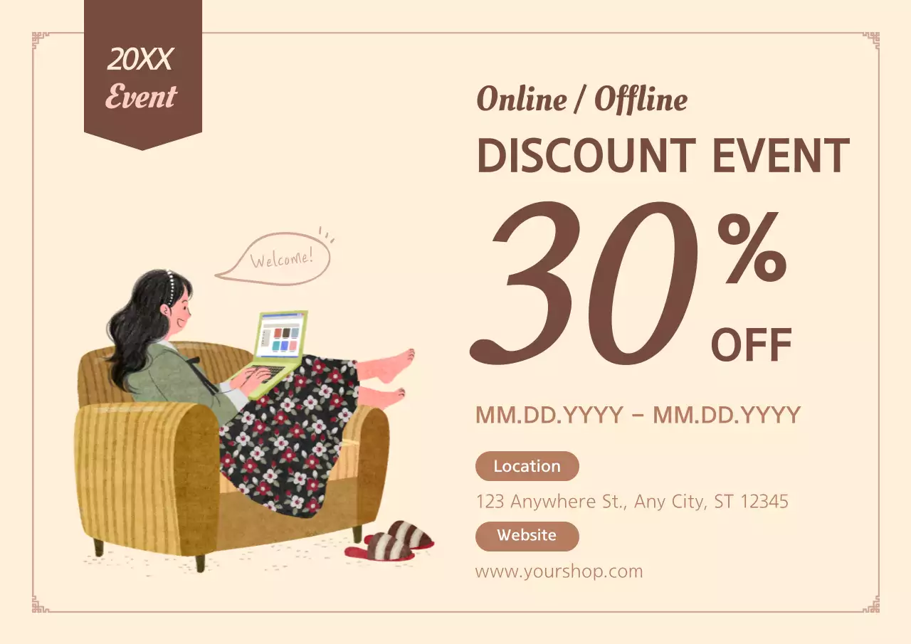 Beige Simple Discount Promotion Poster