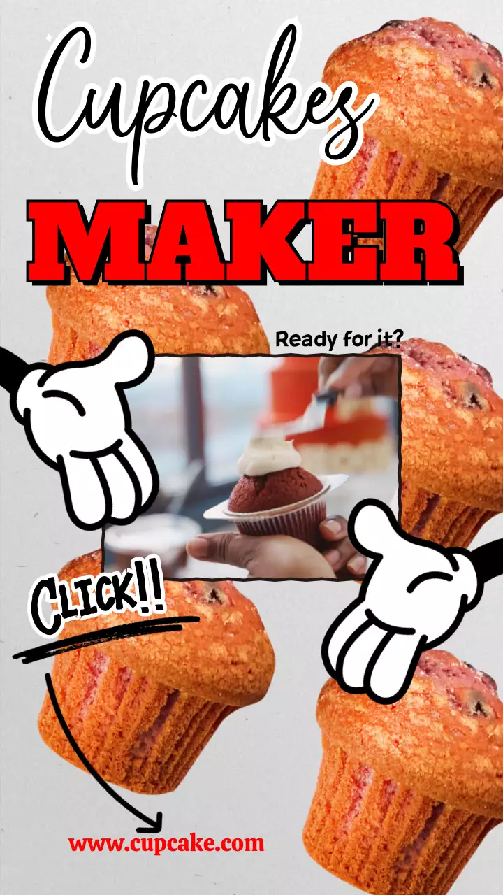 빨강의 컬러포인트가 들어간 컵케이크 홍보