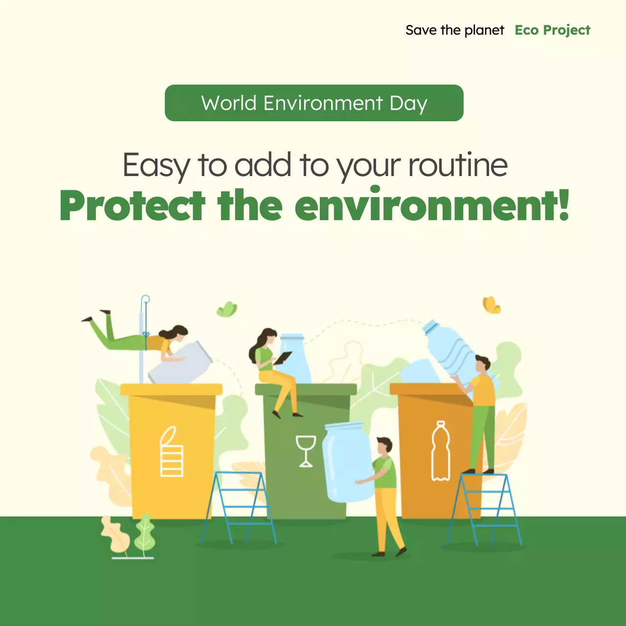 Green Minimal Environment Announcement Social Media Post