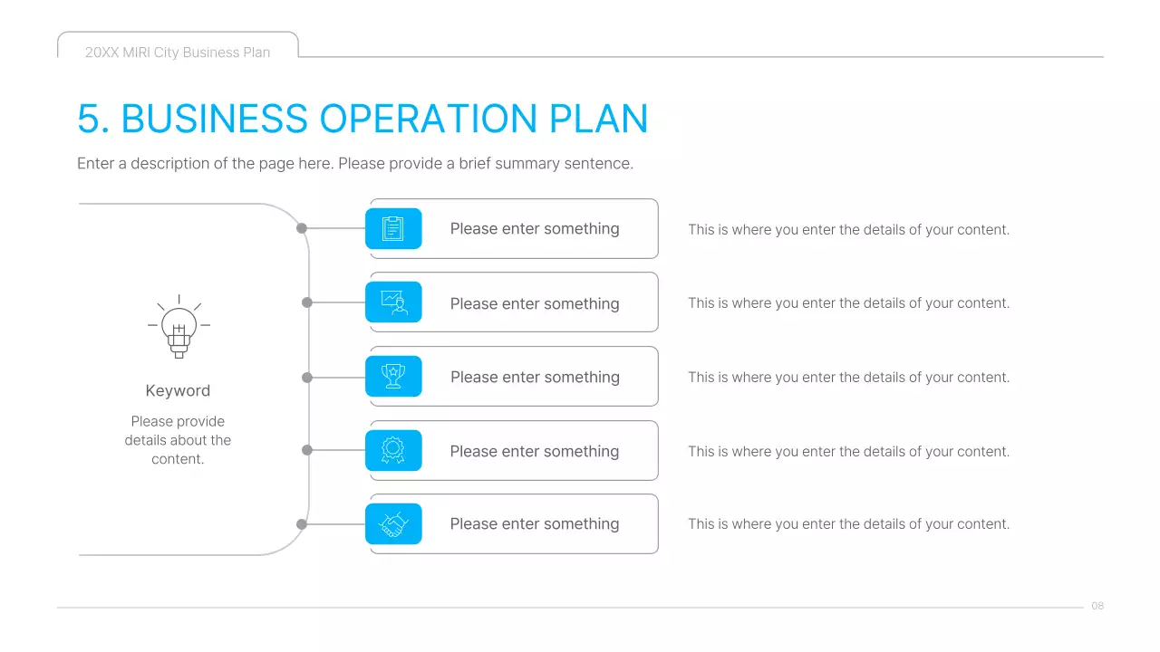 A clean blue and white cultural content business plan presentation