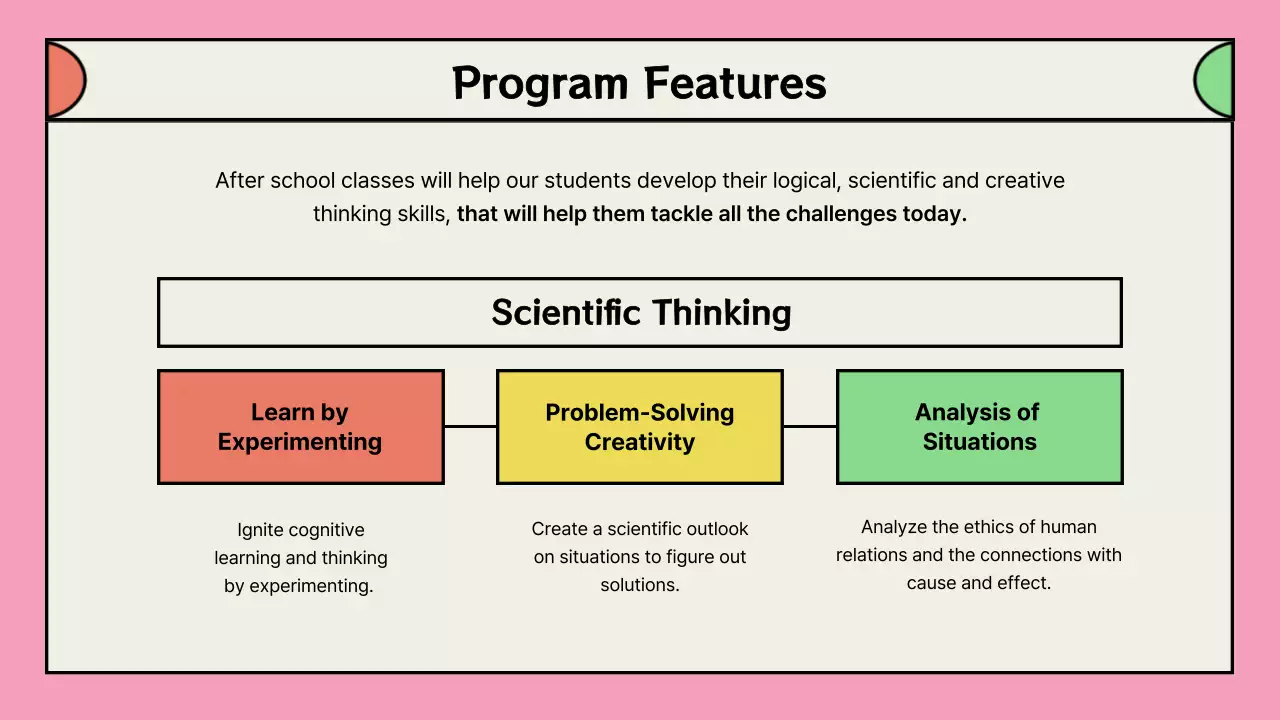 Portfolio of pink afterschool program proposals