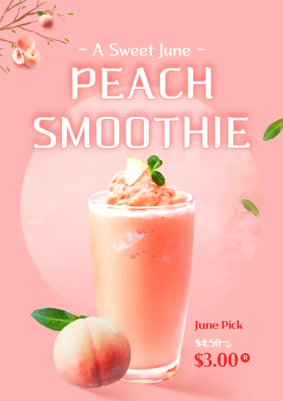 Pink Minimal Smoothie Promotion Poster