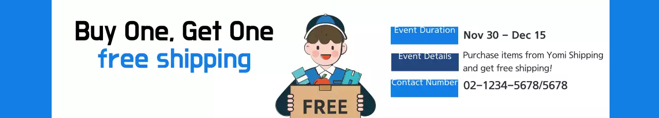 Banner de promoção de envio simples azul