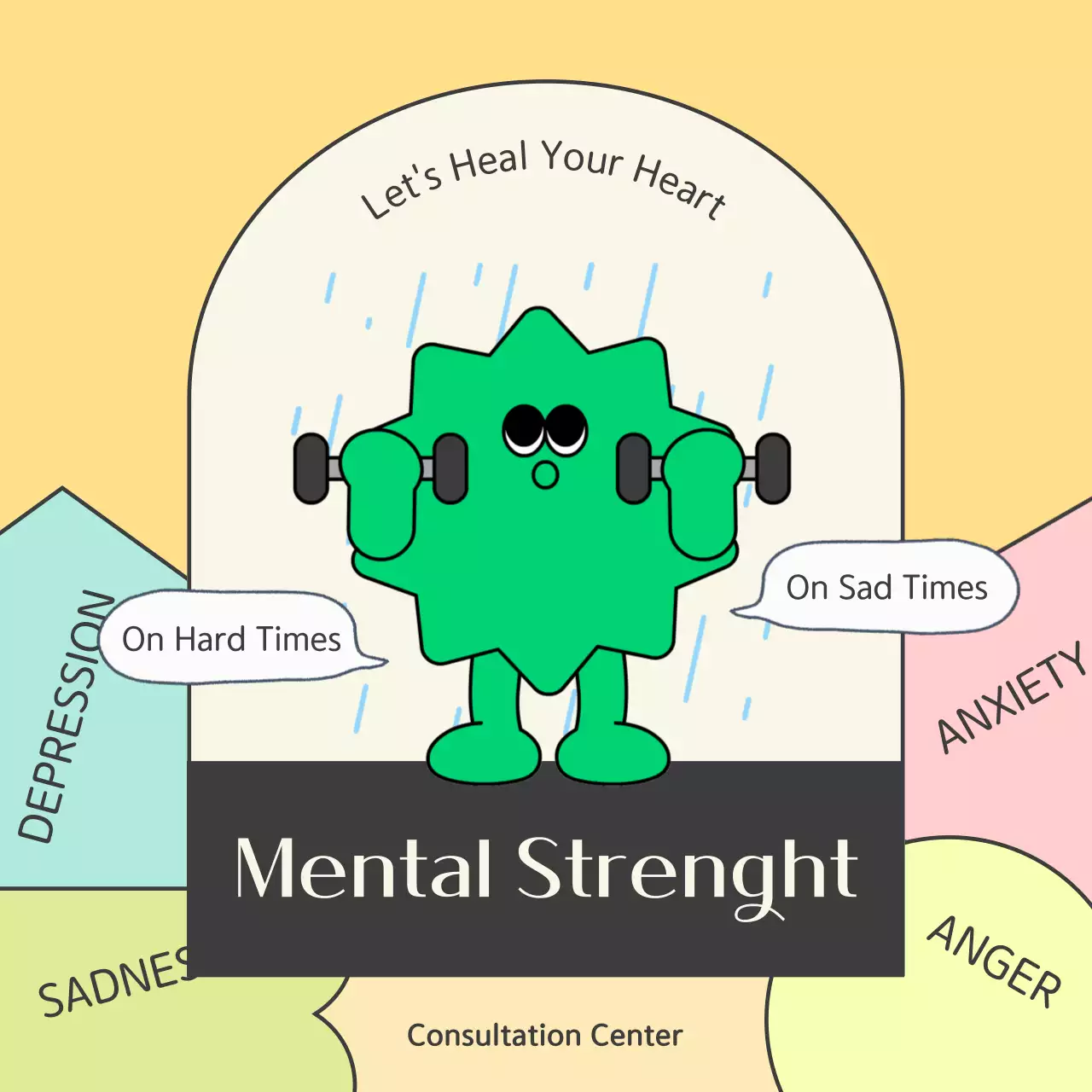 Green Comic Mental Health Guide Instagram Carousel