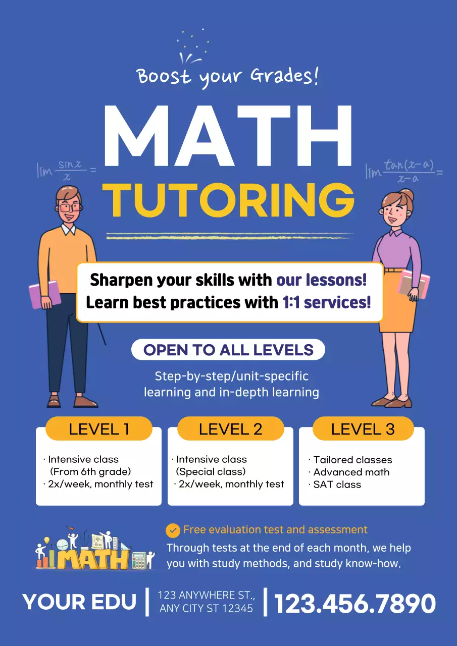 Blue Modern Math Promotion Poster