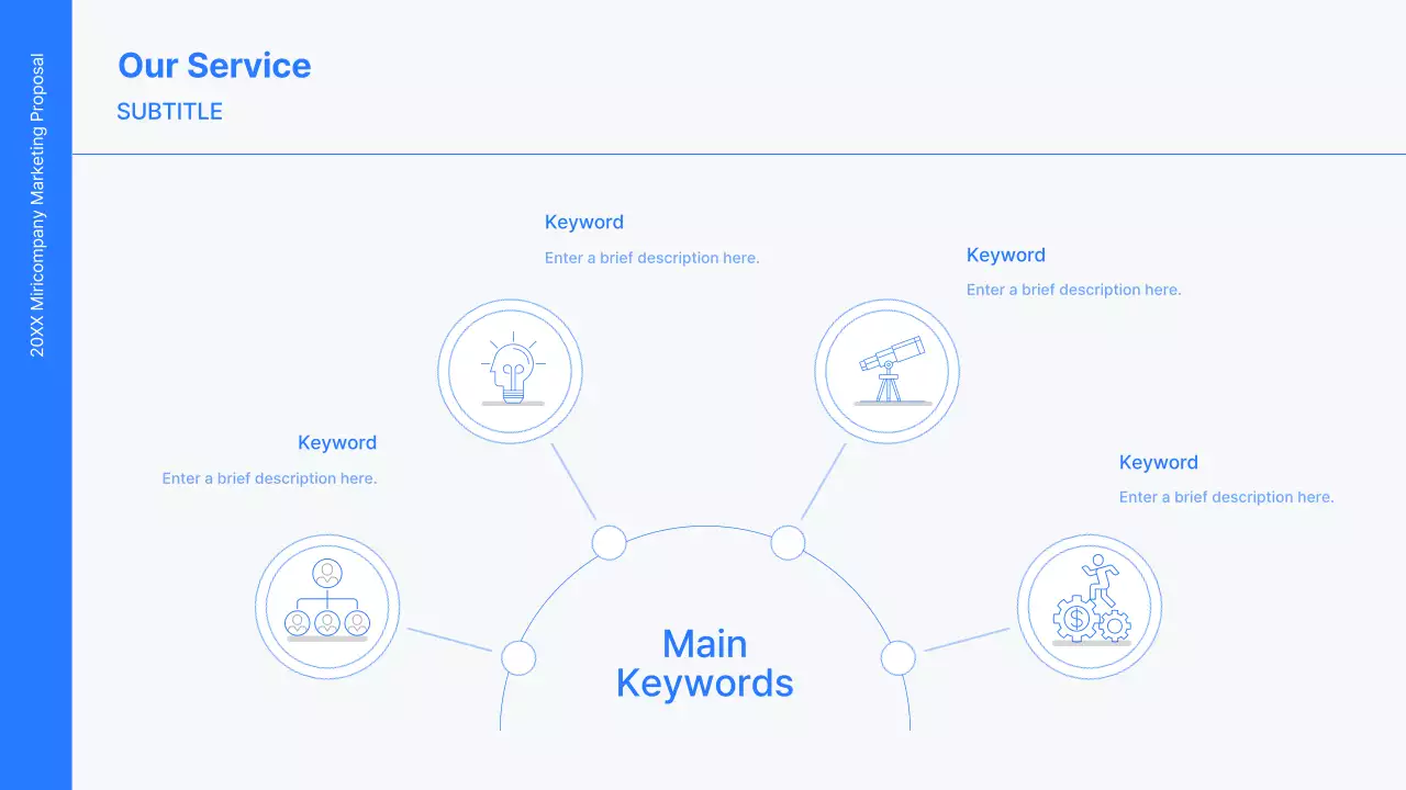 Business concept kit with blue, minimalist and simple lines