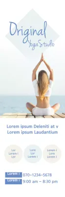 Banner de propaganda de ioga minimalista branco