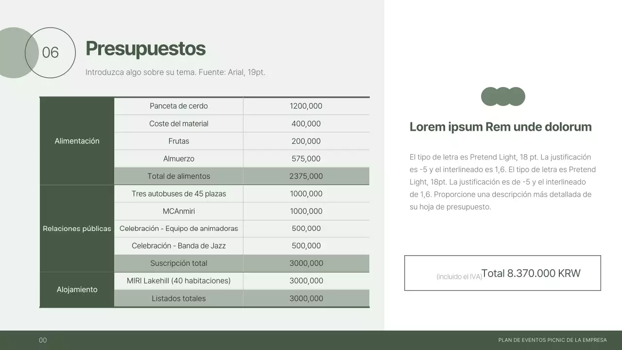 Picnic de empresa en verde