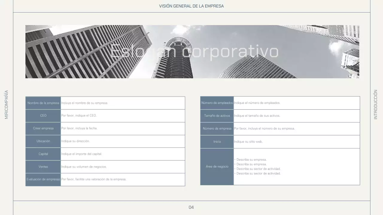 Diseño sencillo en beige y azul marino para el perfil de una empresa