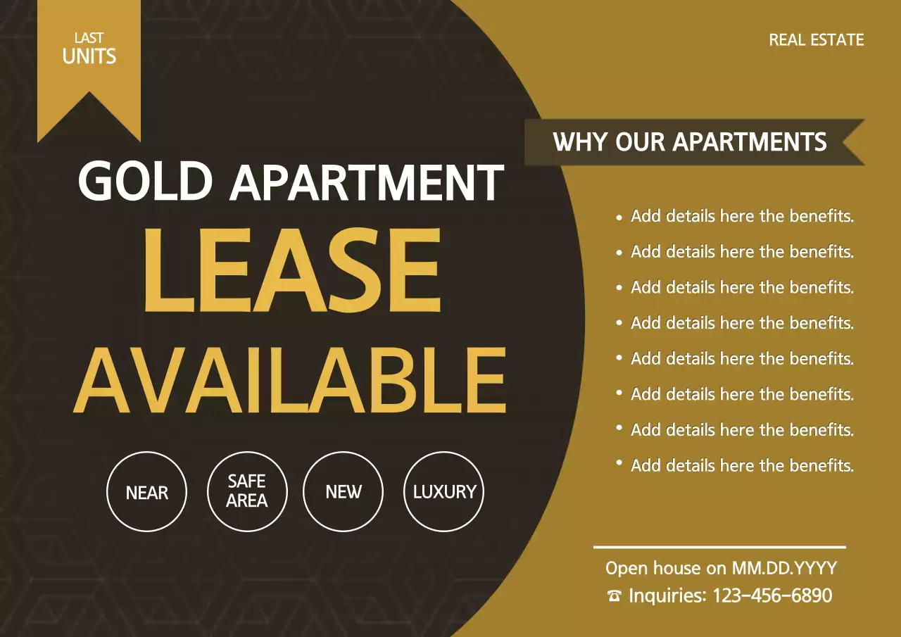 Gold Modern Apartment Promotion Poster
