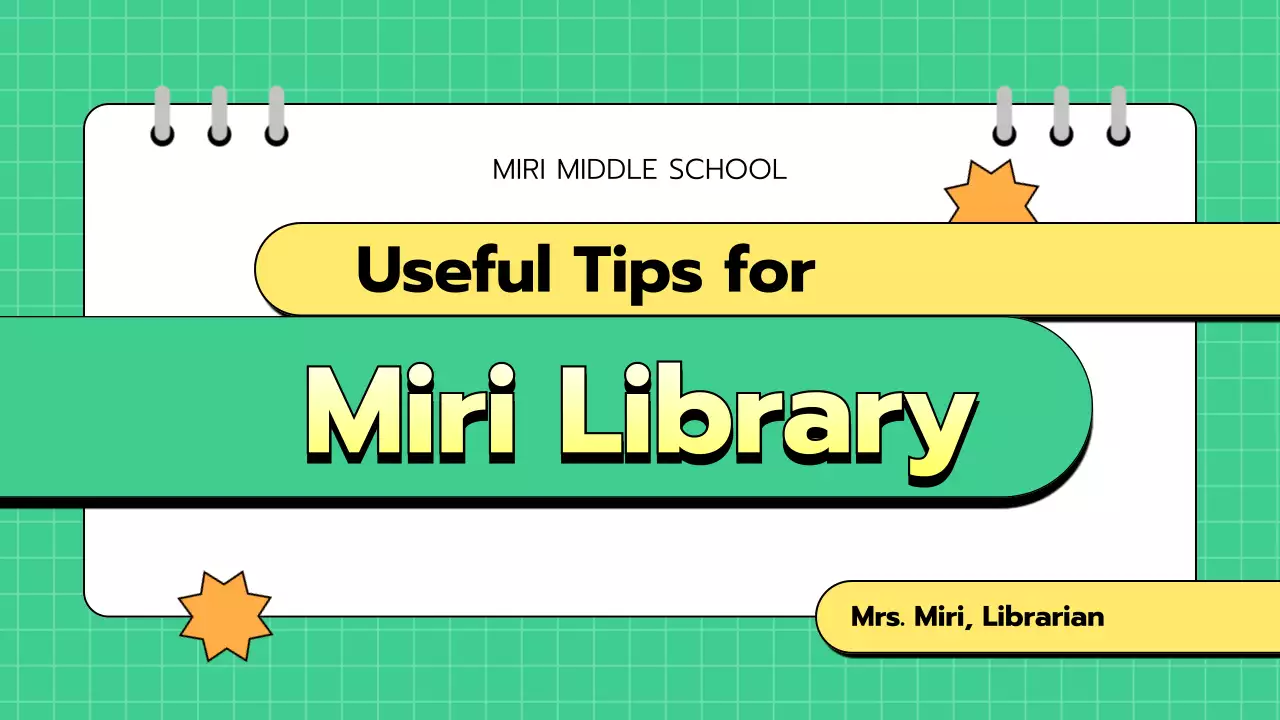 초록색과 노란색 귀여운 깔끔한 그리드의 도서관 교육용 메뉴얼