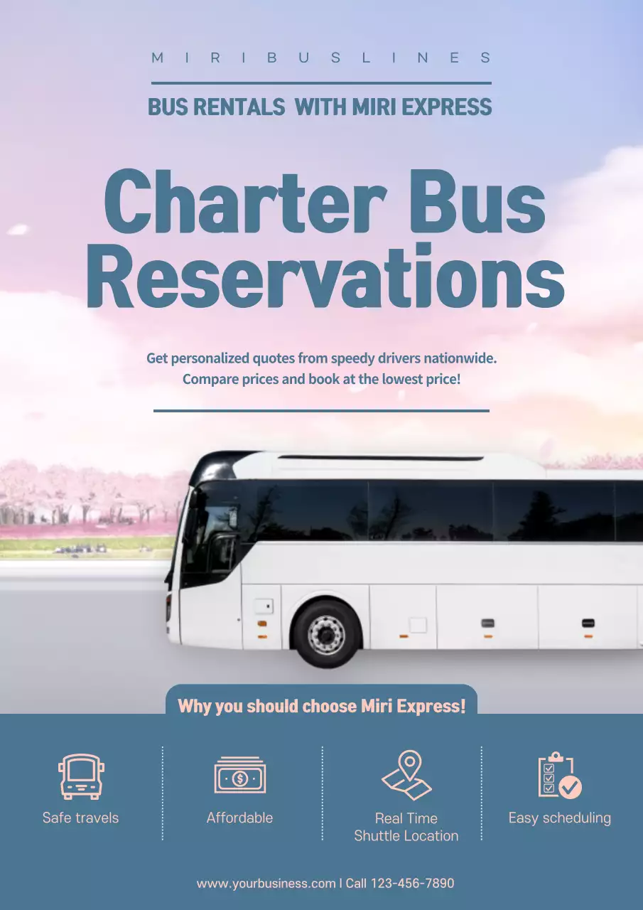 Blue Modern Bus Promotion Poster