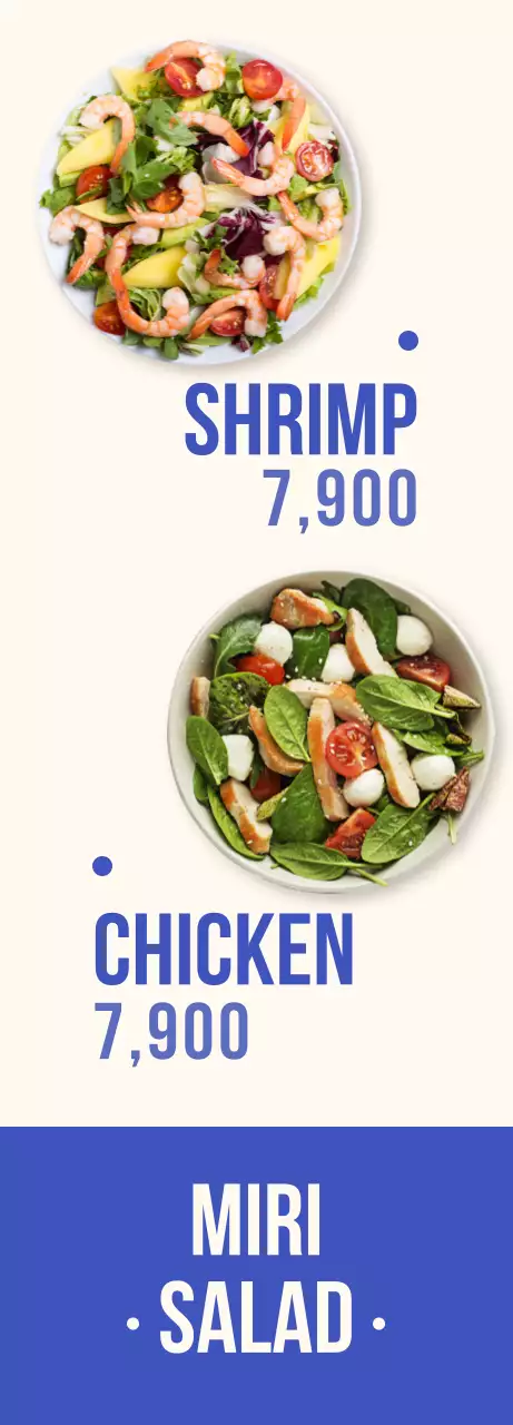 Spanduk salad yang sejuk dan menyegarkan dengan aksen biru