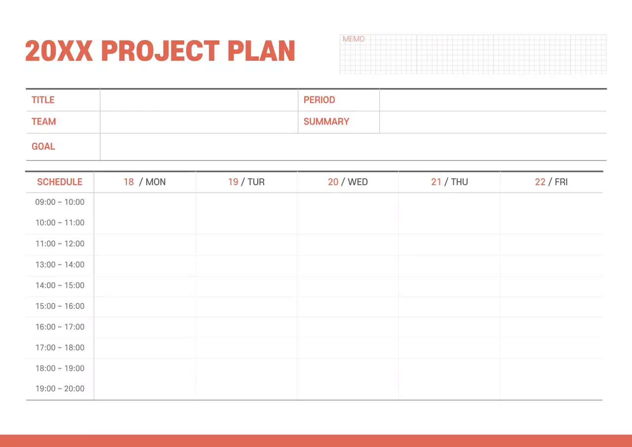 A simple project plan in red