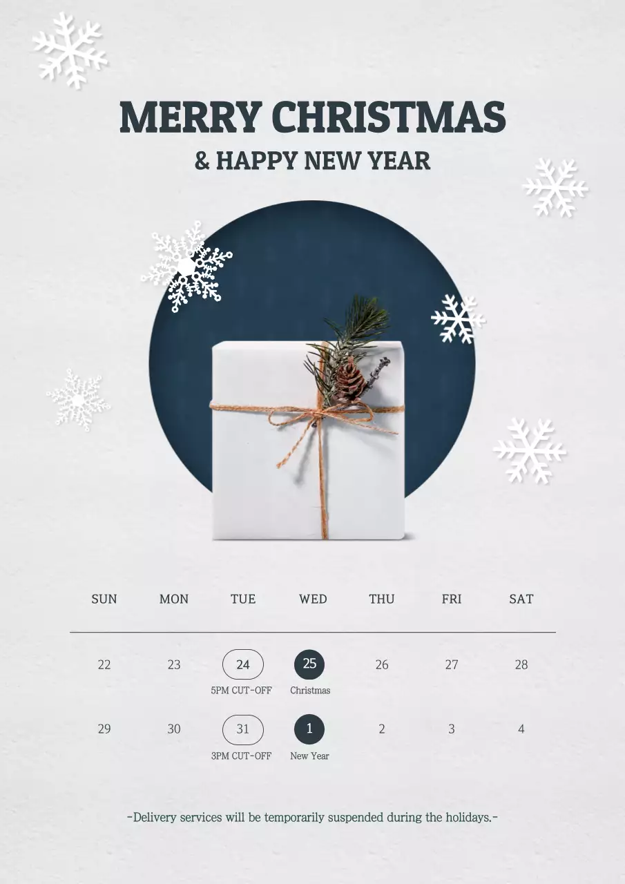 White Minimal Christmas Announcement Poster