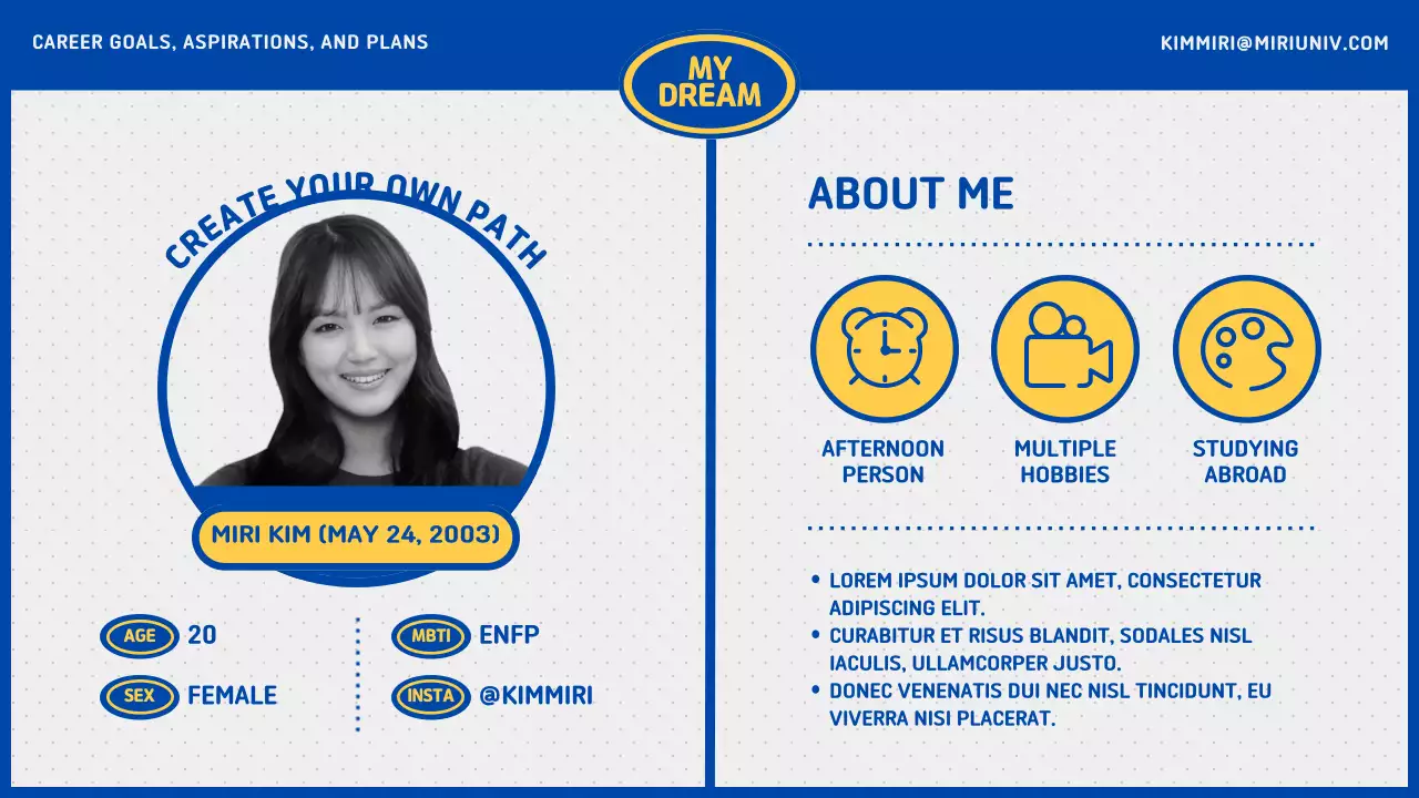 A blue and yellow college career plan