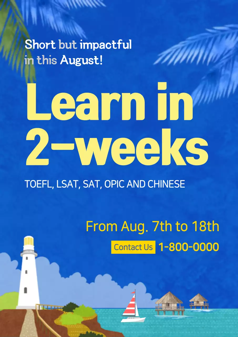 Blue Tropical Education Promotion Poster