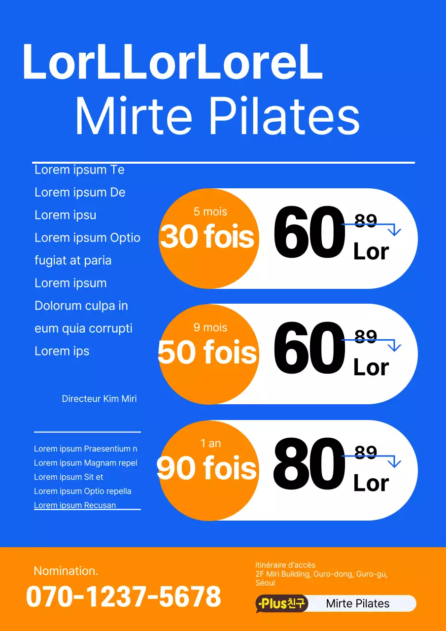 Une école de Pilates rose et bleue, bien rangée, pour l'ouverture de la vente.