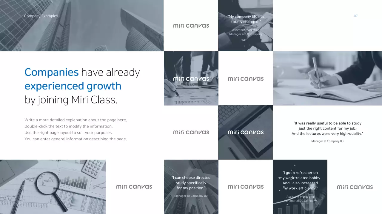 Business services proposal presentation with a light blue color scheme