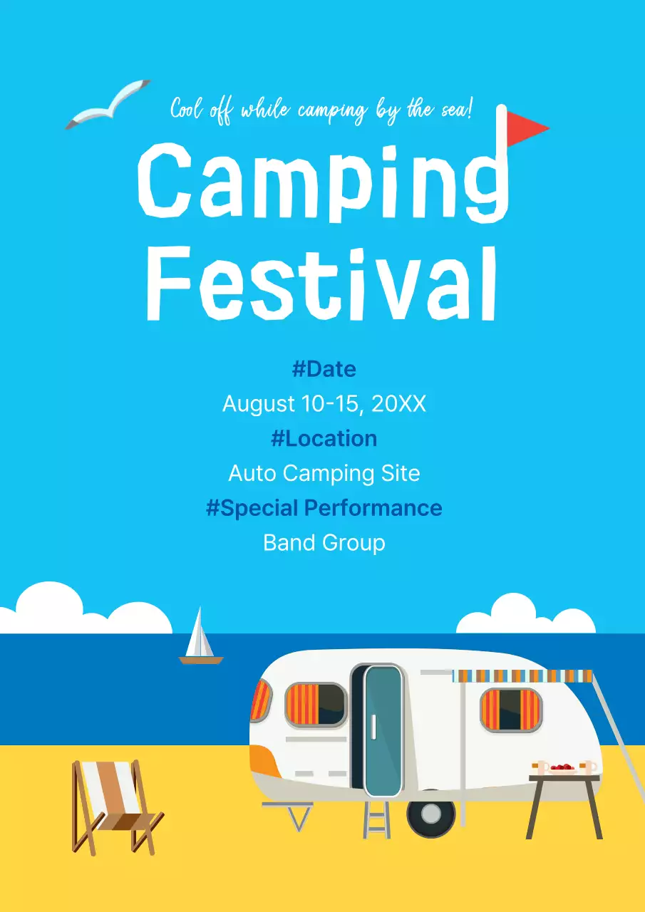 Blue Modern Camping Event Poster