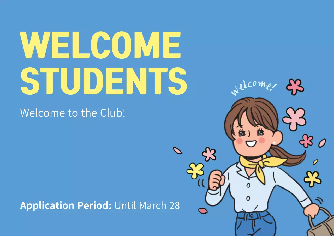 Blue Simple Student Announcement Poster