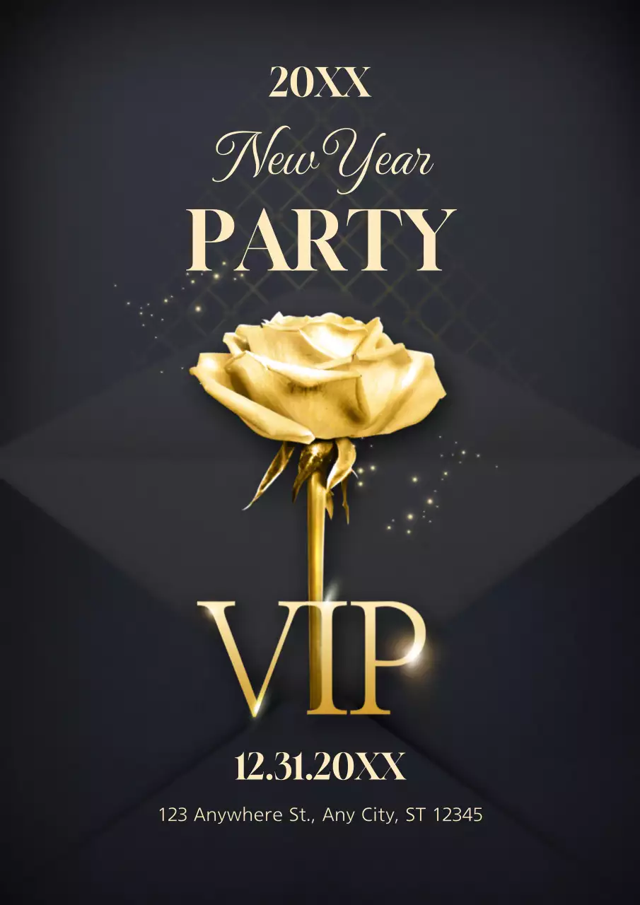 Gold Elegant Party Invitation Poster