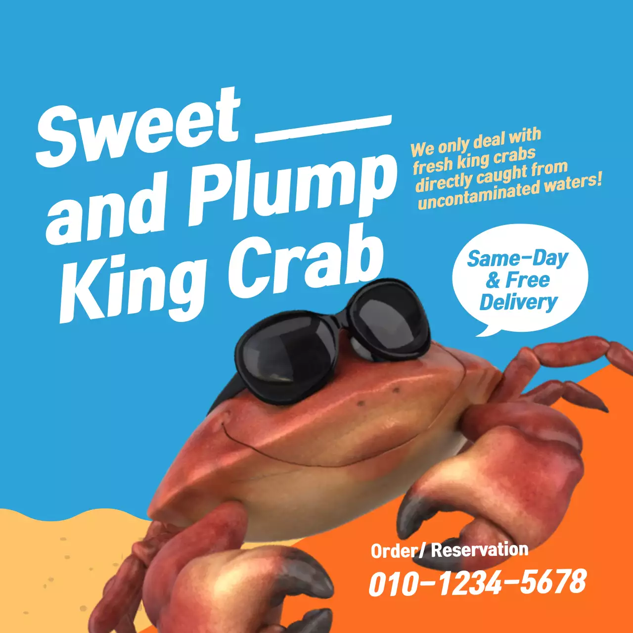 Blue Trendy Seafood Promotion Instagram Post