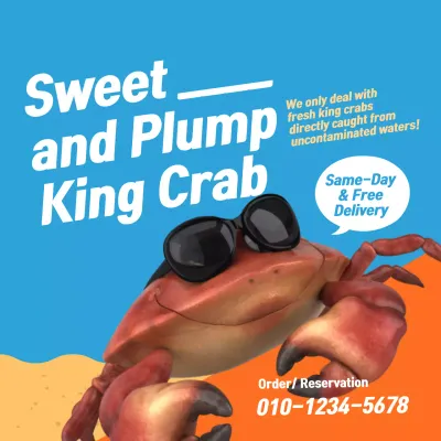 Blue Trendy Seafood Promotion Instagram Post