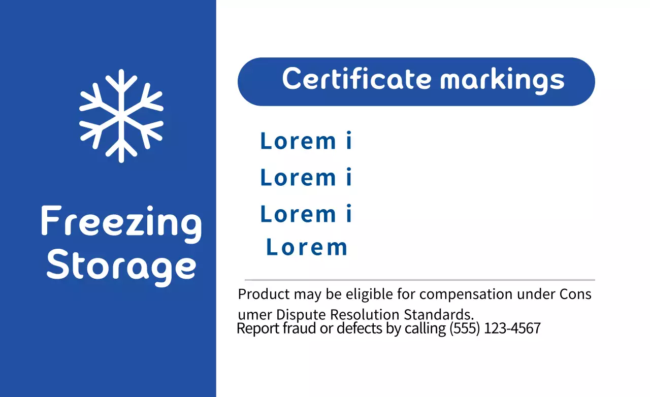 White blue neat freezer food info display